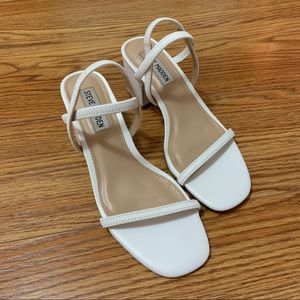 White Inessa Low Chunky Block Sandal Heels